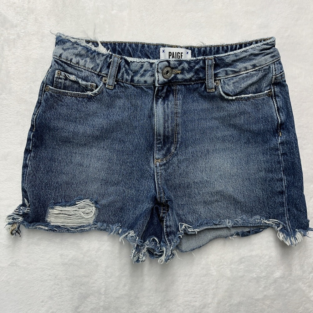 PAIGE Denim Sarah Shorts Women's Sz 24 Distressed Raw Hem
